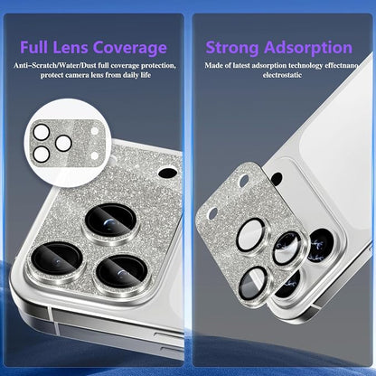 Camera Lens Protector for iPhone 17 Pro Max, Bling Glitter Camera Cover with 9H Tempered Glass Metal Ring, Anti-Scratch Lens Protector for iPhone 17 Pro Max (Glitter - Gray)