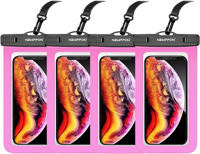 4 Pack 8.5“ Waterproof Cell Phone Pouch - Underwater Dry Bag Case Lanyard - Water Proof Clear Holder Protector for iPhone 16 15 14 Pro Max Plus Samsung Galaxy S25 S24 Ultra Note for Beach Swimming
