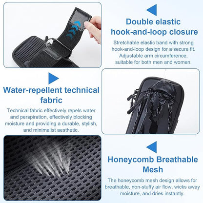 Cell Phone Crossbody Bag with Arm Band, Waterproof Phone Holder Pouch Fits iPhone & Android up to 7'', Small Sling Shoulder Purse for Running, Hiking, Travel, Workout (Black)