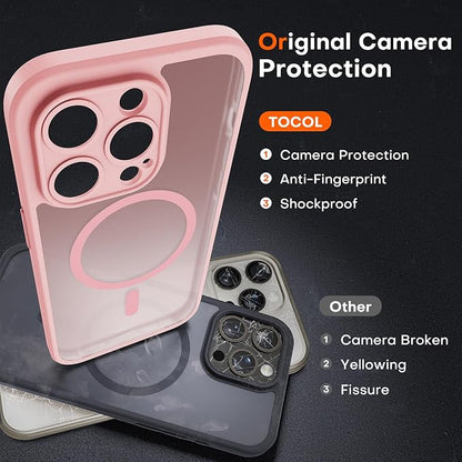 TOCOL for iPhone 13 Pro Max Case, Compatible with Magsafe Charger, Full Camera Protection, Translucent Matte for iPhone 13 Pro Max iPhone Case 6.7 inch (Light Pink)
