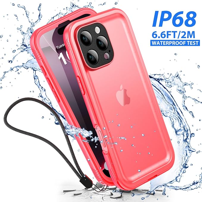 SPORTLINK for iPhone 16 Pro Waterproof Case - Shockproof Dustproof Case with Built-in Clear Screen Protector, Full Body Heavy Duty Sealed Protective Cover for i Phone 16 Pro 6.3" Pink