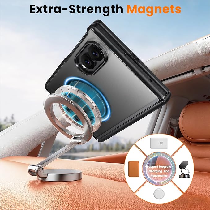 WRJ for Samsung Galaxy Z Fold 8 Case,Buit-in Screen Protector,Black | Fit for Magsafe,Full Hinge Protection,Military Grade Drop Protection,Magnetic Slim Anti-Fingerprints Shockproof Phone Case