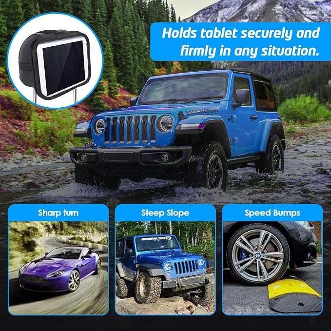 WixGear Universal Tablet Headrest Mount – Adjustable, Lightweight, and Durable Car Holder for iPads, Tablets, and E-Readers (Fits Devices Up to 10-inch Screen)