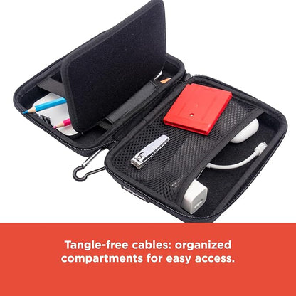 RadioShack Small Cable Organizer Travel Case, Bag Organizer for Phone Charging Cords, HDMI Cables, and More, Black