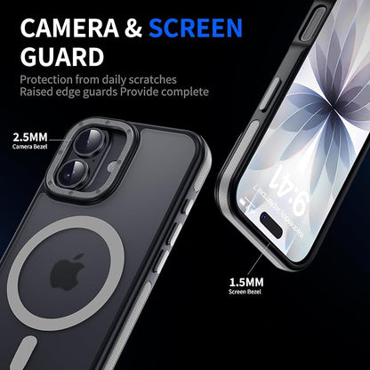 Strong Magnetic for iPhone 17 case [10Ft Military-Grade Protection] Compatible with fit MagSafe Shockproof Slim Thin Cover case for iPhone 17 6.3 inch, Gray Bumper