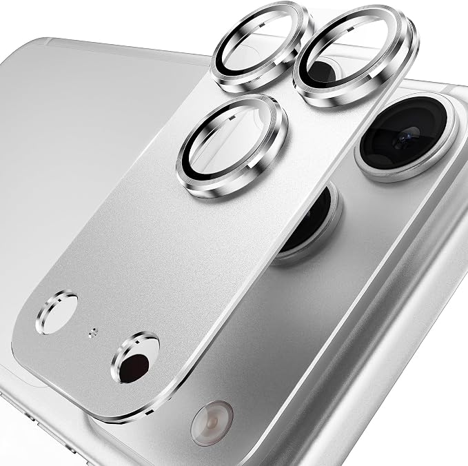 YWXTW Designed for iPhone 17 Pro Camera Lens Protector, [1:1 Perfect Fit] Full Coverage Matte Metal Tempered Glass Camera Screen Cover Accessories, Case Friendly (Silver, iPhone 17 Pro)