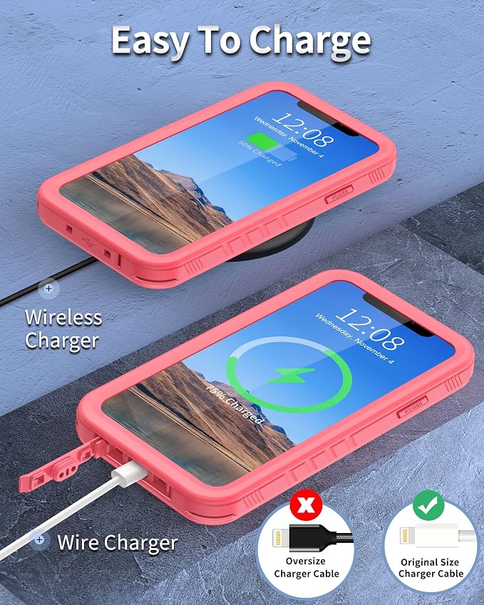 SPORTLINK for iPhone 11 Waterproof Case - Built-in Shockproof Dustproof Screen Protector - IP68 Underwater Military Dropproof Full Body Protection Cover for iPhone 11 6.1 inch (Pink)