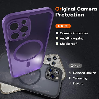TOCOL for iPhone 12 Pro Max Case, Compatible with Magsafe Charger, Full Camera Protection, Translucent Matte for iPhone 12 Pro Max iPhone Case 6.7 inch (Midnight Purple)
