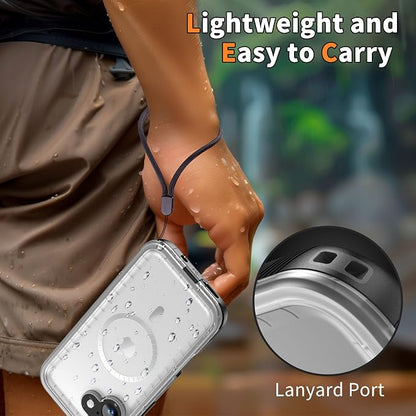 Cozycase for iPhone 16 Waterproof Shockproof Dustproof Case [Compatible with MagSafe] - Heavy Duty/360 Full Body/Military Grade/Rugged Built in Screen/Camera Protector Black/Frosted Clear 6.1 inch