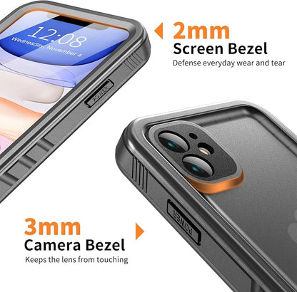 Cozycase Compatible with Waterproof iPhone 11 case, Built-in Screen Protector, Full-Body Rugged Bumper Sealed Case Cover, Shockproof Dustproof Waterproof Case for iPhone 11 6.1 inch (Black)