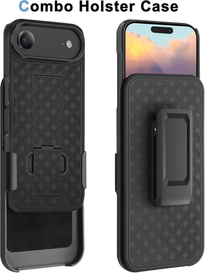 Fingic for iPhone Air Case,iPhone 17 Air Belt Clip Holster Case Slim Combo Shell with Kickstand Swivel Holster Rugged Shockproof Antiscratch Full Body Protective Cover for iPhone 17 Air,2025,Black
