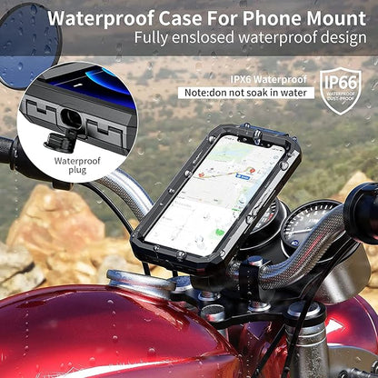 Kewig Bike Phone Mount Waterproof, Motorcycle Phone Mount with Aluminum Alloy Handlebar Mount Base & Touch-Screen, 360 Rotation Bike Phone Holder Suitable for 4.7'' - 6.3'' Cellphones