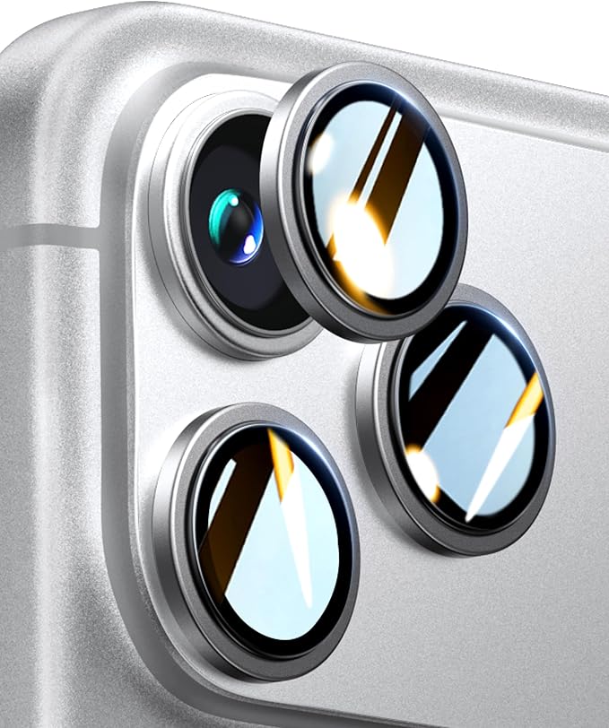 UltraGlass UNBREAK 9H+ Glass for iPhone 17 Pro Max/17 Pro Camera Protector [NO.1 Military Grade Shatterproof] iPhone 17 Pro Max Camera Lens Protector, 17 Pro Lens Cover, Case Friendly, Grey White