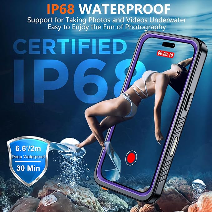 SPIDERCASE Magnetic for iPhone 17 Pro Case Waterproof,Built-in Screen & Camera Lens Protector[IP68 Waterproof] [Military Grade Shockproof] Full Body Protection Cover for iPhone 17 Pro 6.3’’,Purple