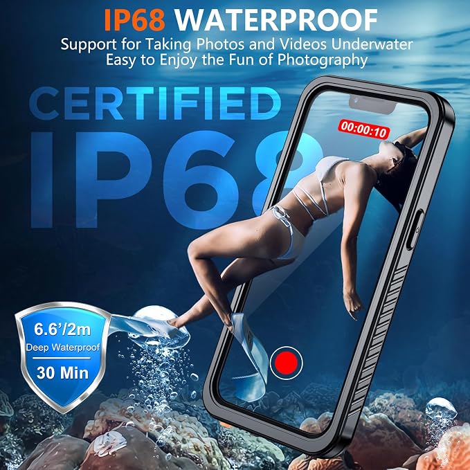 SPIDERCASE Magnetic for iPhone 16e Case iPhone 17e Case Waterproof, Built-in Screen & Camera Lens Protector[IP68 Underwater] [Military Grade Shockproof] Full Body Protection Phone Case, Black