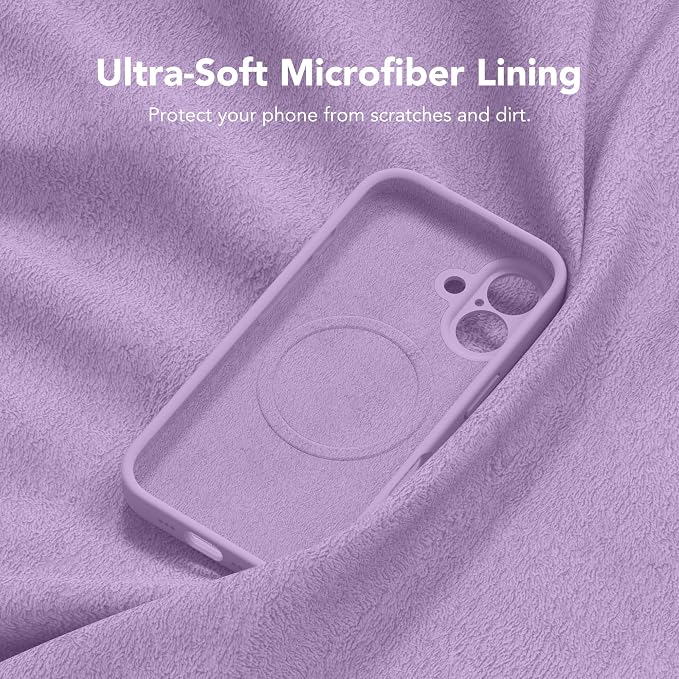 Magnetic for iPhone 16 Plus Case, Compatible with MagSafe, [Full Camera Protection][Screen Protector] Silicone Shockproof Protective Phone Case for iPhone 16 Plus 6.7", Light Purple