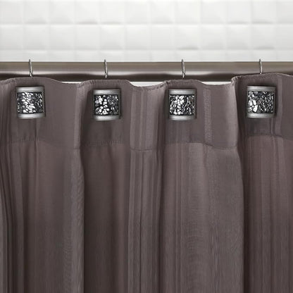 Creative Scents Crackled Glass Silver Shower Curtain Hooks Decorative - Set of 12 Shower Curtain Rings for Bathroom Shower Rod - Elegant Crackled Glass Shower Curtain Hooks