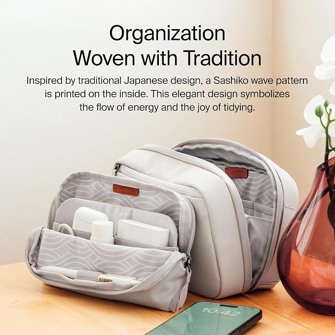 Orbitkey KonMari 2-in-1 Tech Accessory Pouch - Stone | KonMari Collection | Detachable Slim Sleeve | Organized Tech Storage | Travel Ready