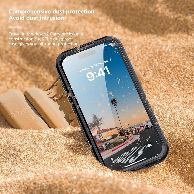 Losin Compatible with iPhone 17 Waterproof Case, [Compatible with MagSafe] [Built-in Screen Protector], Full Body Protection Military Grade Shockproof Case, Black