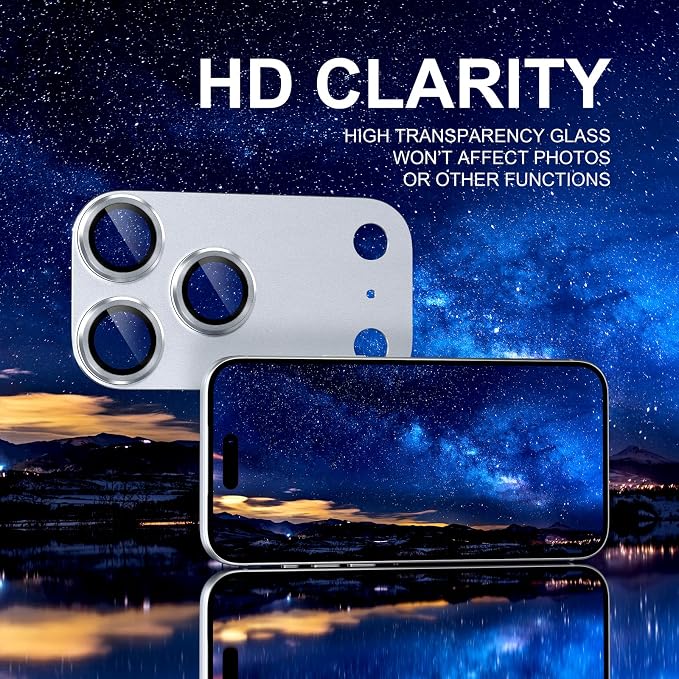 Choiche Compatible for iPhone 17 Pro Max Camera Lens Protector, Strong Adsorption Camera Cover with 9H Tempered Glass Lens Screen Protector Metal Ring Decoration Accessories 6.9-inch (Silver)