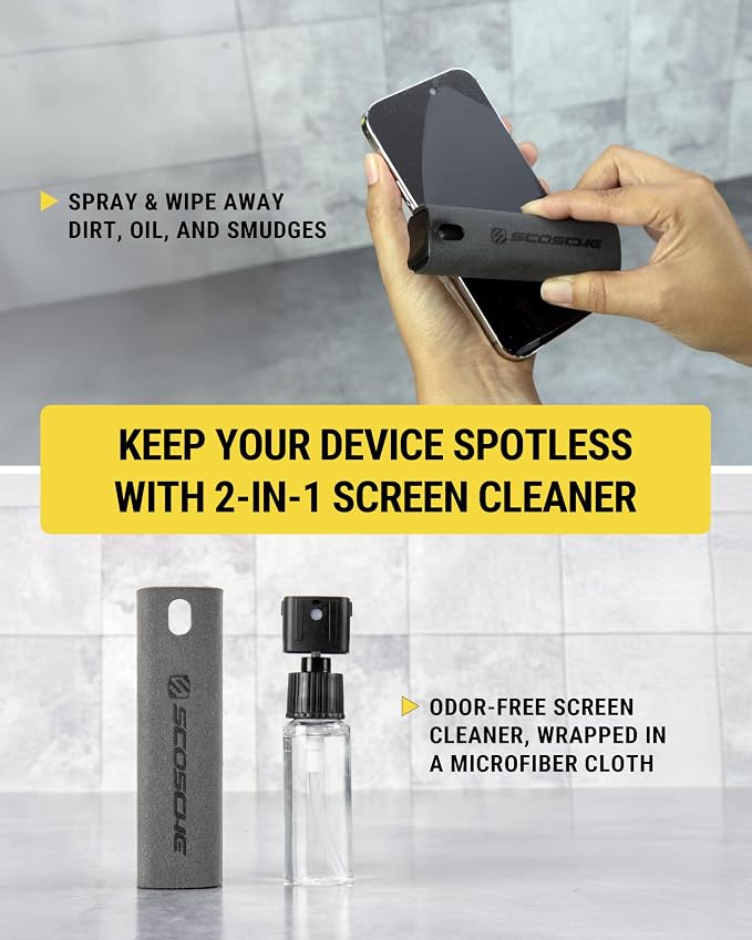 Scosche Phone Mount for Car, Universal Hands Free Windshield/Dashboard, Suction Cup Cell Phone Holder with 360° Rotation, Includes Screen Cleaner, Stand Compatible with iPhone and Android
