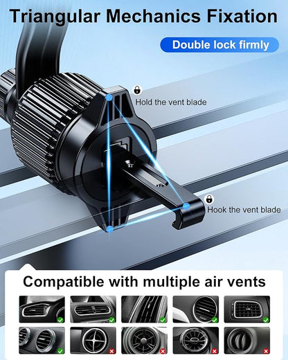 360 Rotatable Car Vent Phone Mount [No Blocking Air Vent] Universal Clip Vehicle Cell Phone Holder Stand Hands Free, Fit for iPhone 17 Pro Max 16 Plus 15 14 13 12 Samsung Google All Phones