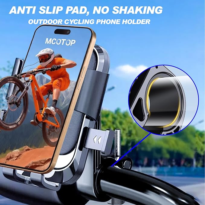 Bike Phone Holder,Motorcycle Phone Mount, Bicycle Handlebar Holder Mount for Adults Kids,No Tools Required, Easy to Install, for iPhone and 4.7-7" Smartphones (1, Black)