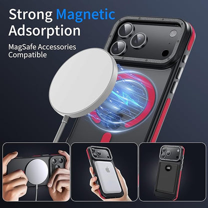 for iPhone 17 Pro Max case with Camera Lens Protector [10Ft Military-Grade Protection] Compatible with fit MagSafe Shockproof Cover Phone case for iPhone 17 Pro max 6.9 inch, Red Bumper