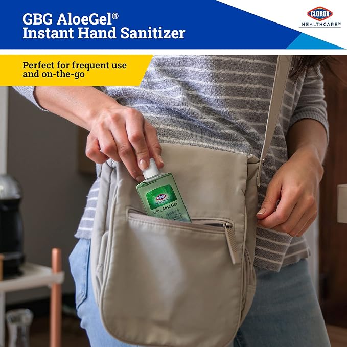 Clorox Healthcare GBG AloeGel Hand Sanitizer Gel, Bleach Free - Mini Hand Sanitizer Travel Size Gel for On-The-Go Travel Essentials - Sanitizing Solution for School Supplies & Office, 4 Fl Oz - 24 Pk