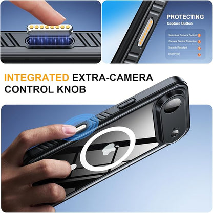ANTSHARE for iPhone Air Case, Compatible with Magsafe, IP68 Waterproof Case, [Built-in Screen Protector] - 12 FT Military Dropproof - Full Body Heavy Duty Rugged Phone Cover - Black/Clear