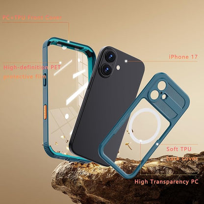 Guppy for iPhone 17 Magnetic Waterproof Case, Built-in Screen Protector [IP68 Waterproof][14FT Military Drop Proof] 360° Full Body Protection Dustproof Shockproof Heavy Duty Rugged Case, Cyan