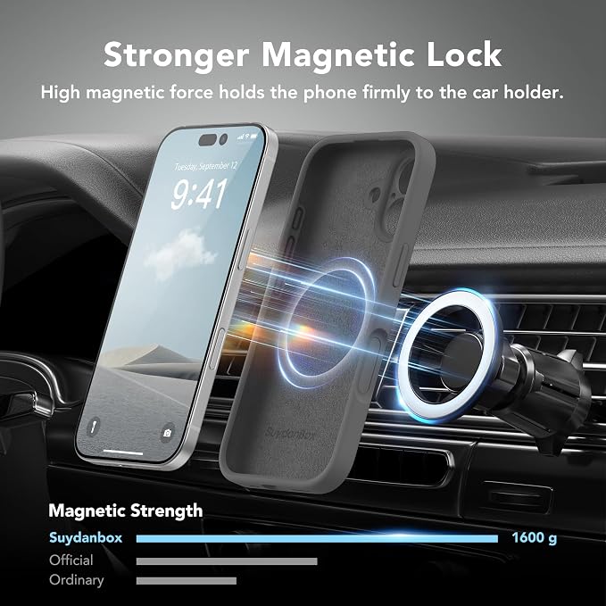 Magnetic for iPhone 17 Case, Compatible with MagSafe, [Full Camera Protection][Screen Protector] Silicone Shockproof Protective Phone Case for iPhone 17 6.3", Dark Gray