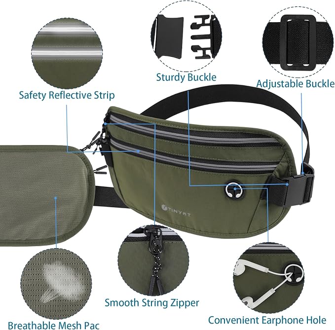Slim Running Belt for Women Men Runners Fanny Packs With Phone Holder Hidden Pockets Exercise Waist Bag for Marathon Workout