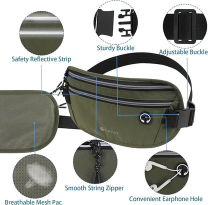 Slim Running Belt for Women Men Runners Fanny Packs With Phone Holder Hidden Pockets Exercise Waist Bag for Marathon Workout