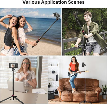 ULANZI MT-71 57.48 inch Extendable Selfie Stick, Phone Tripod for Go P-r-o w Smartphone Clamp Extension Pole, Compatible with DJI OSMO 360/OSMO Pocket 3/Insta 360 x 5/Xtra/Sony/Canon/Nikon/Cameras