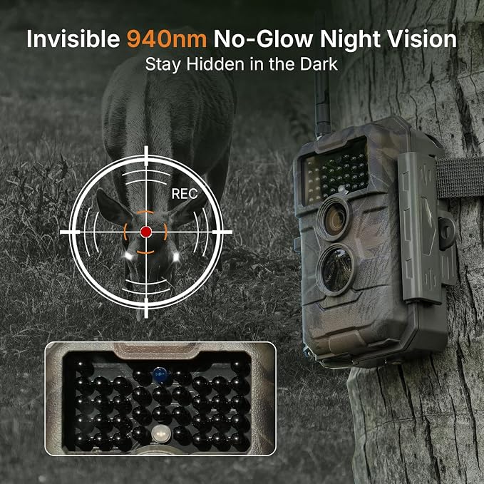 GardePro E6 WiFi Trail Camera (Non-Cellular), 64MP Photos, 1296P HD Video, App Control with Live View, 110° Wide-Angle, No-Glow Night Vision, Motion Activated