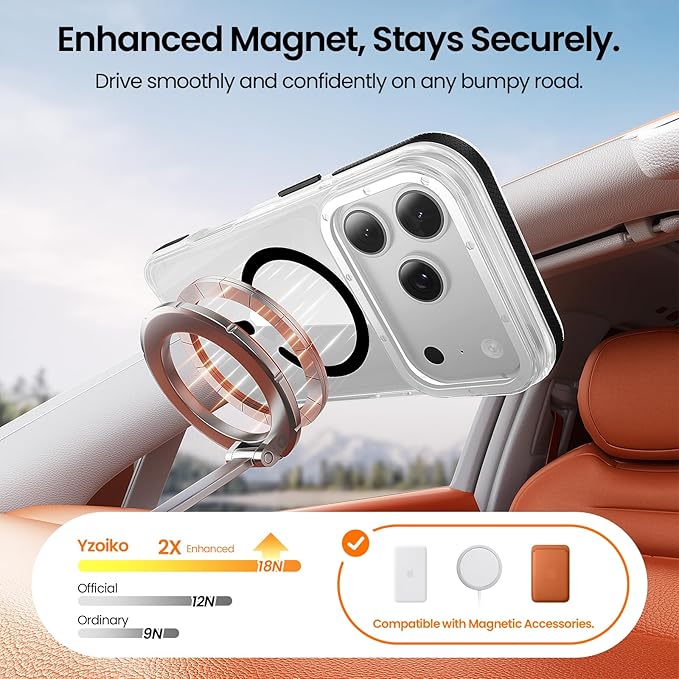 Strong Magnetic for iPhone 17 Pro case,1XLens Protector[10Ft Military-Grade Protection] Compatible with fit MagSafe Shockproof Slim Thin Cover case for iPhone 17 Pro 6.3 inch,Clear Black