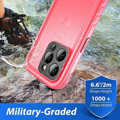 SPORTLINK Compatible with iPhone 13 Pro Waterproof Case - Built in Screen Protector Full Body Shockproof Dustproof IP68 Waterproof Case for iPhone 13 Pro 6.1 Inch Pink