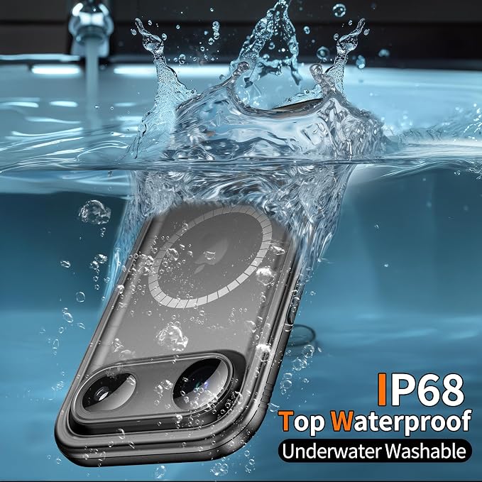 Cozycase for iPhone Air Waterproof Case Full-Body Bumper Shockproof Dustproof Cases with Built-in Screen Protector &Camera Control Compatible with MagSafe,Drop Proof Cover Frosted Black