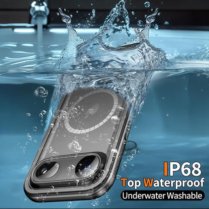 Cozycase for iPhone Air Waterproof Case Full-Body Bumper Shockproof Dustproof Cases with Built-in Screen Protector &Camera Control Compatible with MagSafe,Drop Proof Cover Frosted Black
