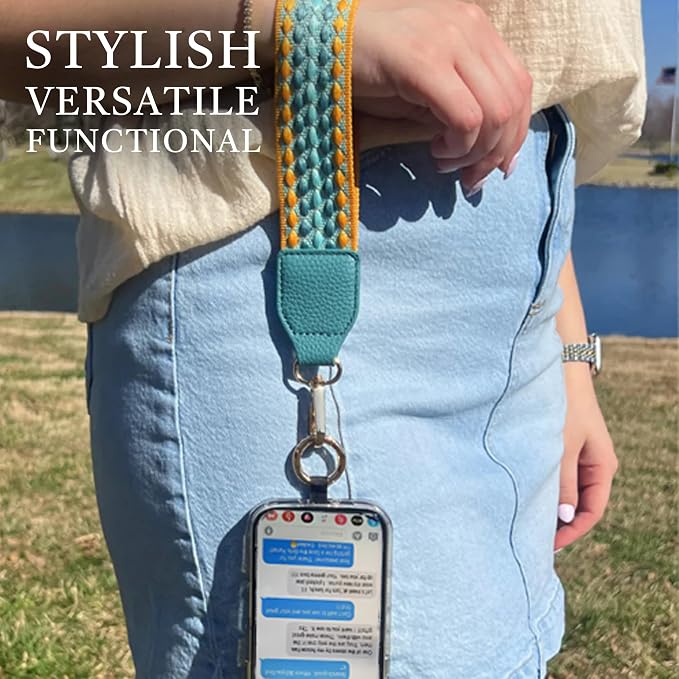 Save the Girls Original Clip and Go Phone Strap Pattern - Crossbody Phone Strap Chain with Zipper Wallet Pouch