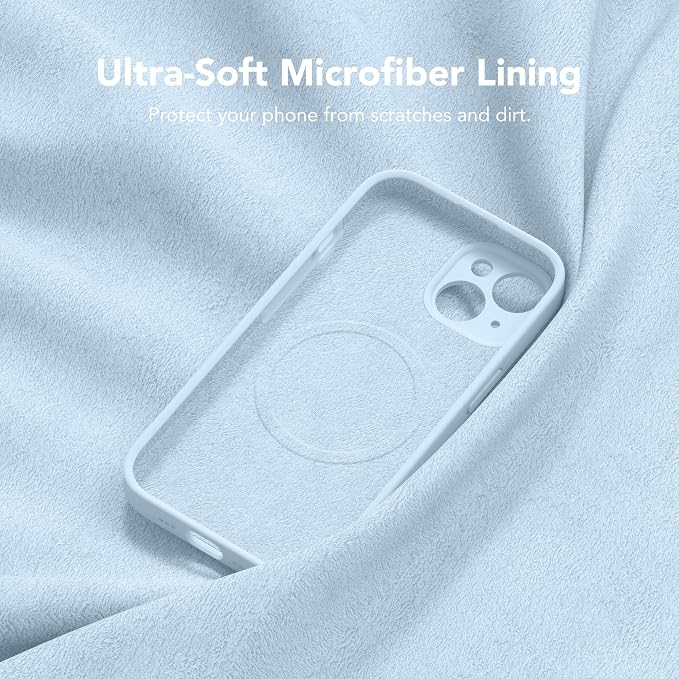 Magnetic for iPhone 15 Case, Compatible with MagSafe, [Screen Protector + Full Camera Protection], Silicone Shockproof Anti-Scratch Protective Phone Case for iPhone 15 6.1", Light Blue