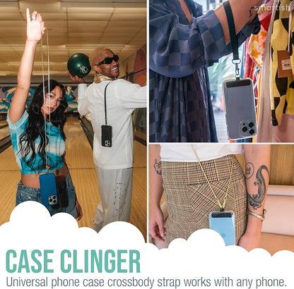 Smartish Phone Lanyard - Case Clinger - Universal iPhone Holder w/Detachable Crossbody Shoulder Neck Strap Gift for Women/Girls for Phone Cases iPhone, Galaxy, Pixel- Adjustable Black Rope Strap