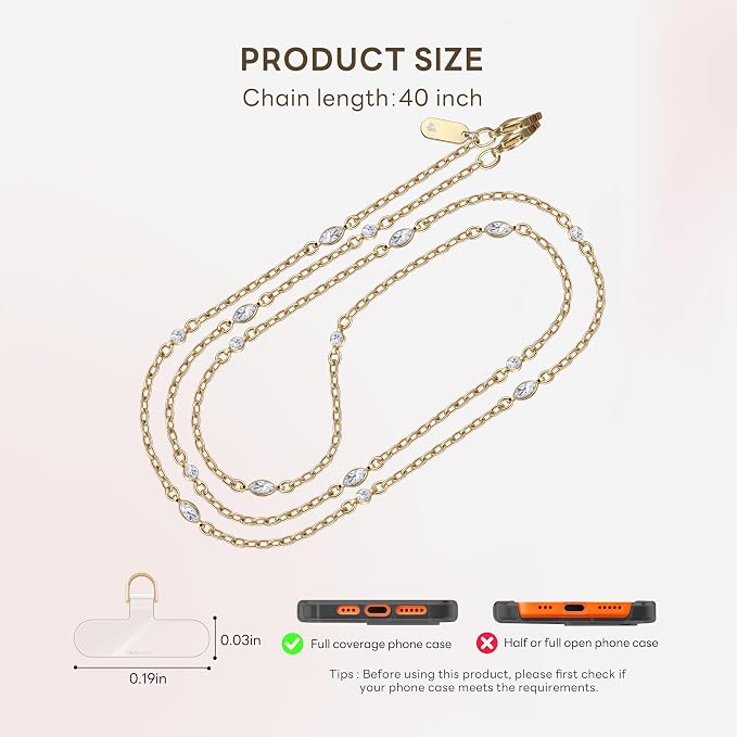 Phone Lanyard for Cellphone Case Crossbody Phone Strap Detachable Phone Charms Strap Anti Theft Necklace Holder for iPhone For Women