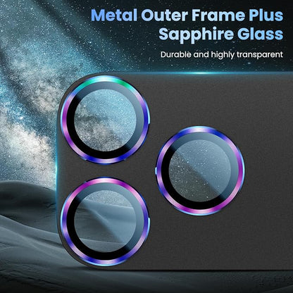 Uyiton for iPhone 17 Pro Max Camera Lens Protector, Not Easy to Break [Strong Adsorption][Case-Friendly] Metal Tempered Glass Rear Camera Screen Cover, Colorful Black