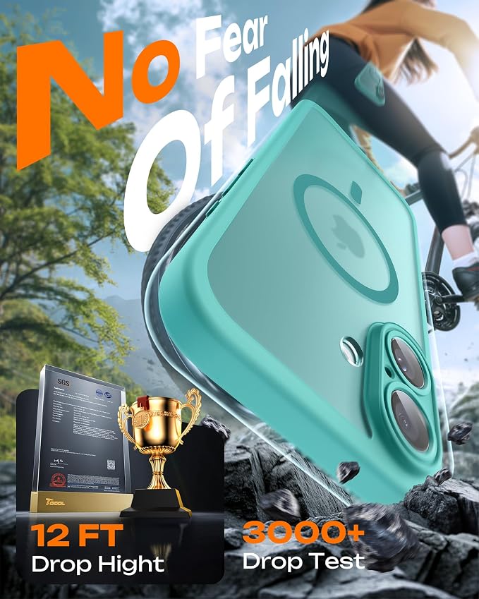 TOCOL for Phone 16 Case, Compatible with Magsafe Charger, Full Camera Protection, Drop Protection, Translucent Matte Phone Case for iPhone 16 6.1 inch (Green)