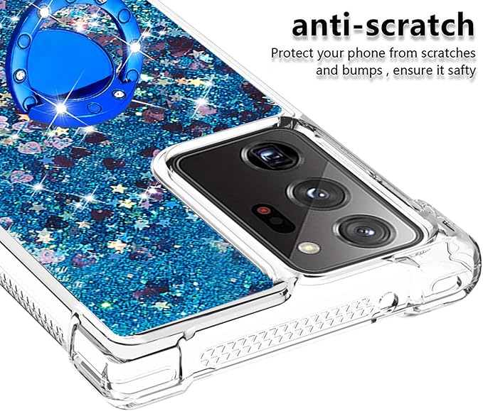 Liquid Case Silicone for Galaxy Note 20 Ultra with Ring Holder, Silicone Liquid Bumper Case Transparent Protective Cover Yellowing-Resistant Scratch Case Compatible with Samsung Galaxy Note 20 Ultra