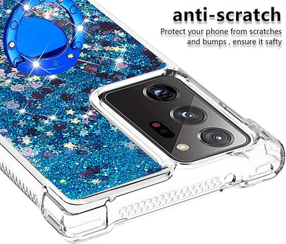 Liquid Case Silicone for Galaxy Note 20 Ultra with Ring Holder, Silicone Liquid Bumper Case Transparent Protective Cover Yellowing-Resistant Scratch Case Compatible with Samsung Galaxy Note 20 Ultra