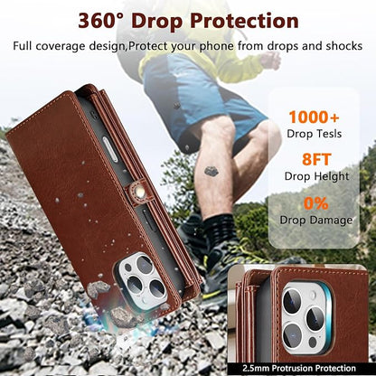 Wallet Case for iPhone 16 Pro Max with Card Holder/Crossbody Wallet/Strap| RFID Blocking | Magnetic | Kickstand | Detachable | PU Leather Phone Case for iPhone 16 Pro Max,6.9 in,Brown
