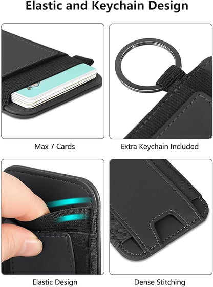 ExtreLife For Magsafe Wallet, Strongest Magnetic Wallet for iPhone 17/16/15/14/13/12 Series, for Magsafe Card Holder with 2 Card Slots, RFID Blocking, Vegan Leather, Hold 7 Cards, Slim, Black